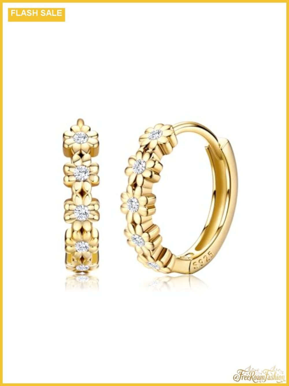 MILACOLATO 925 Sterling Silver Daisy Hoop Earrings for Women